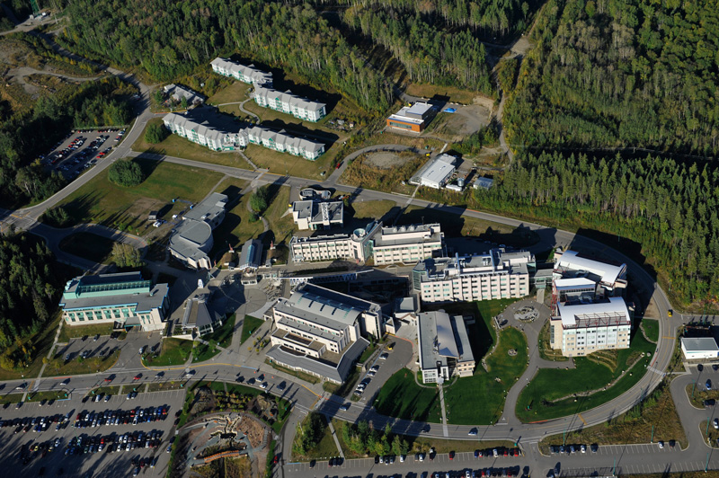 Arial view of UNBC campus