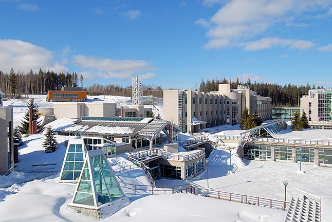 View of campus with the bioenergy plant in the background