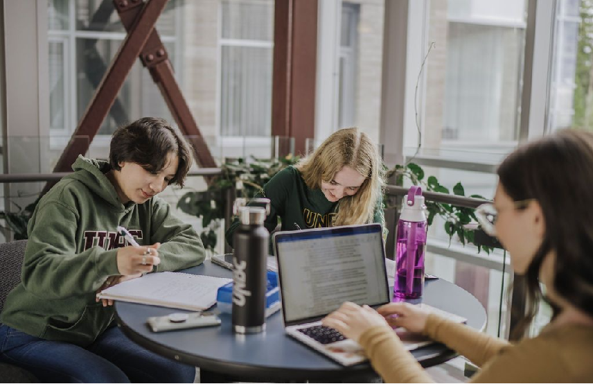 co-op students studying
