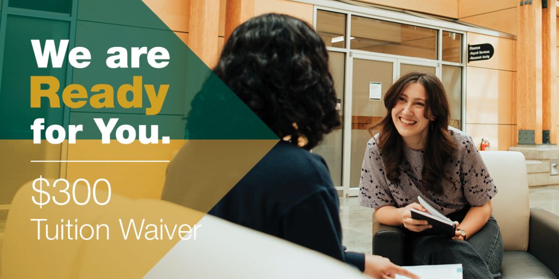 We Are Ready for You Tuition Waiver with two students sitting together