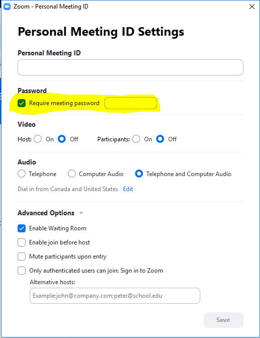 Require Meeting Passcode