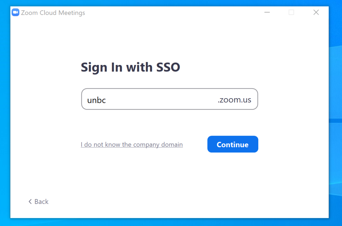 Sign In with this information