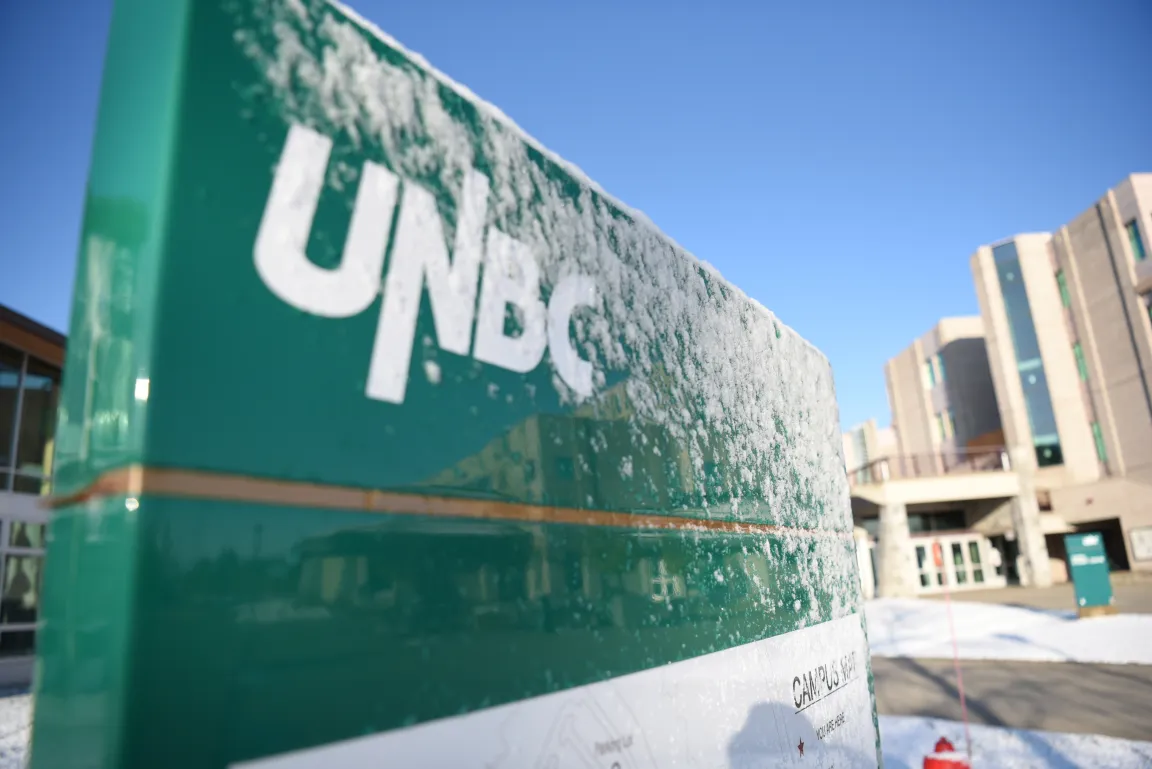 UNBC sign winter