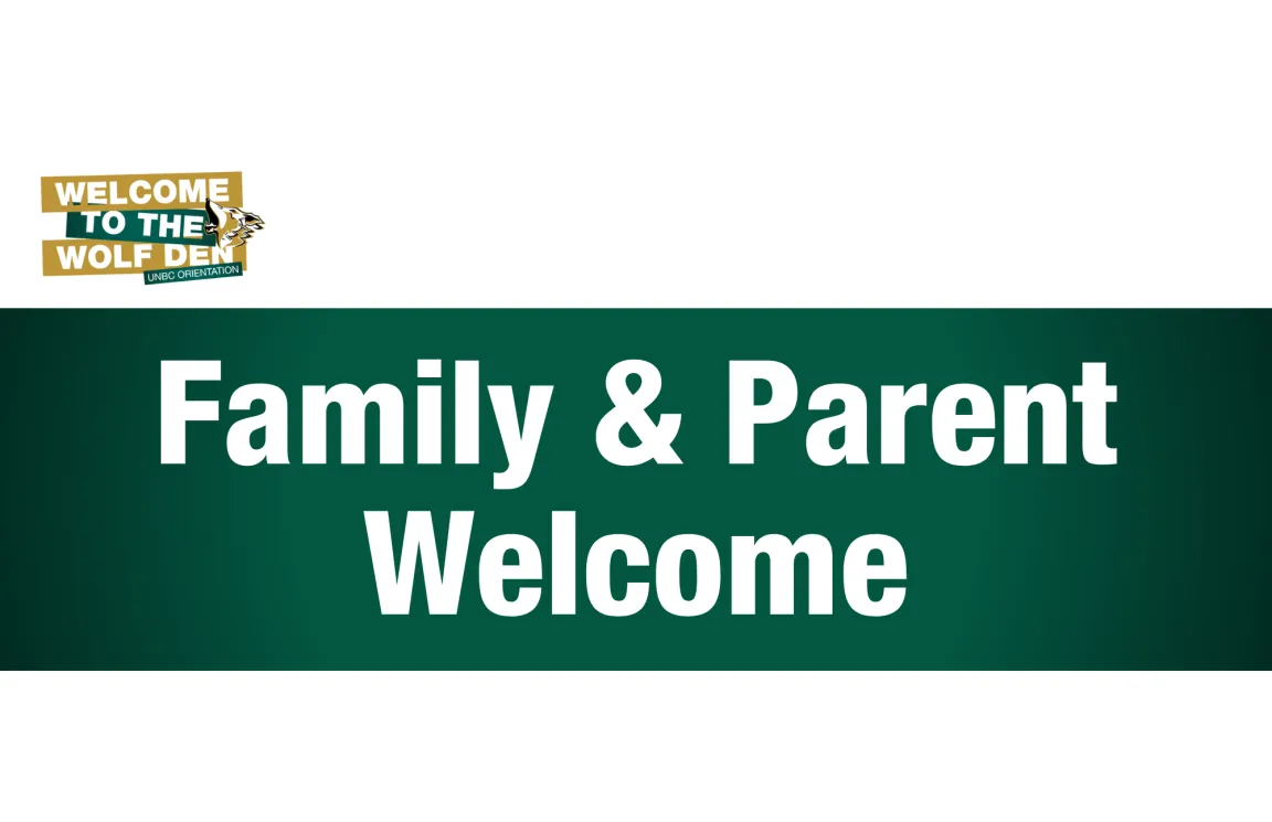 Parent and Family text with a Welcome to the Wolf's Den Logo