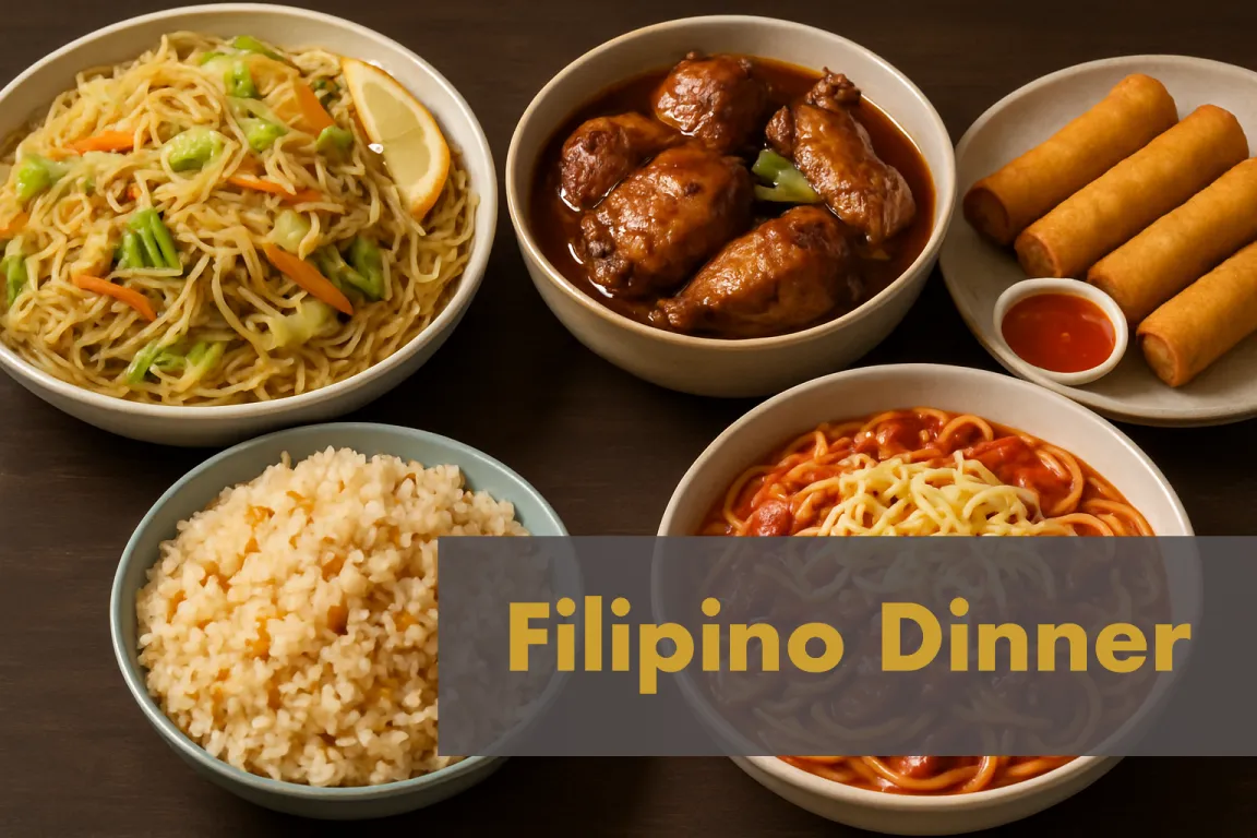 A picture of assorted Filipino dinner dishes