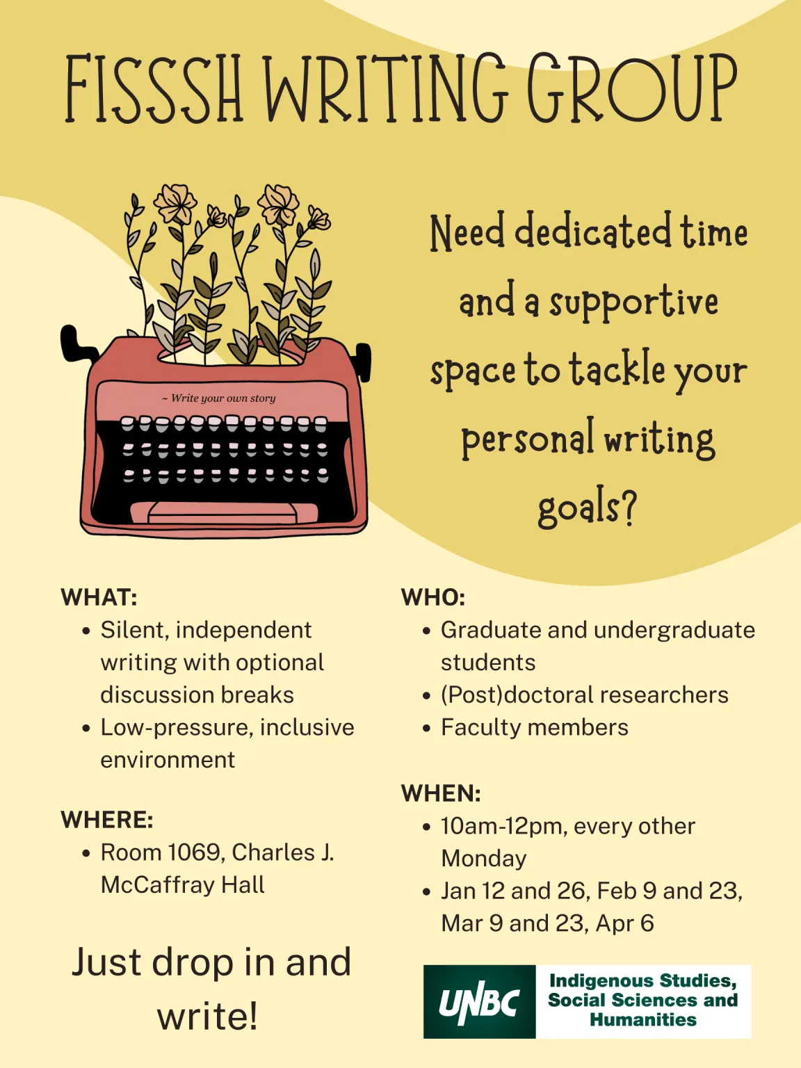 FISSSSH Writing Group Advertising Poster