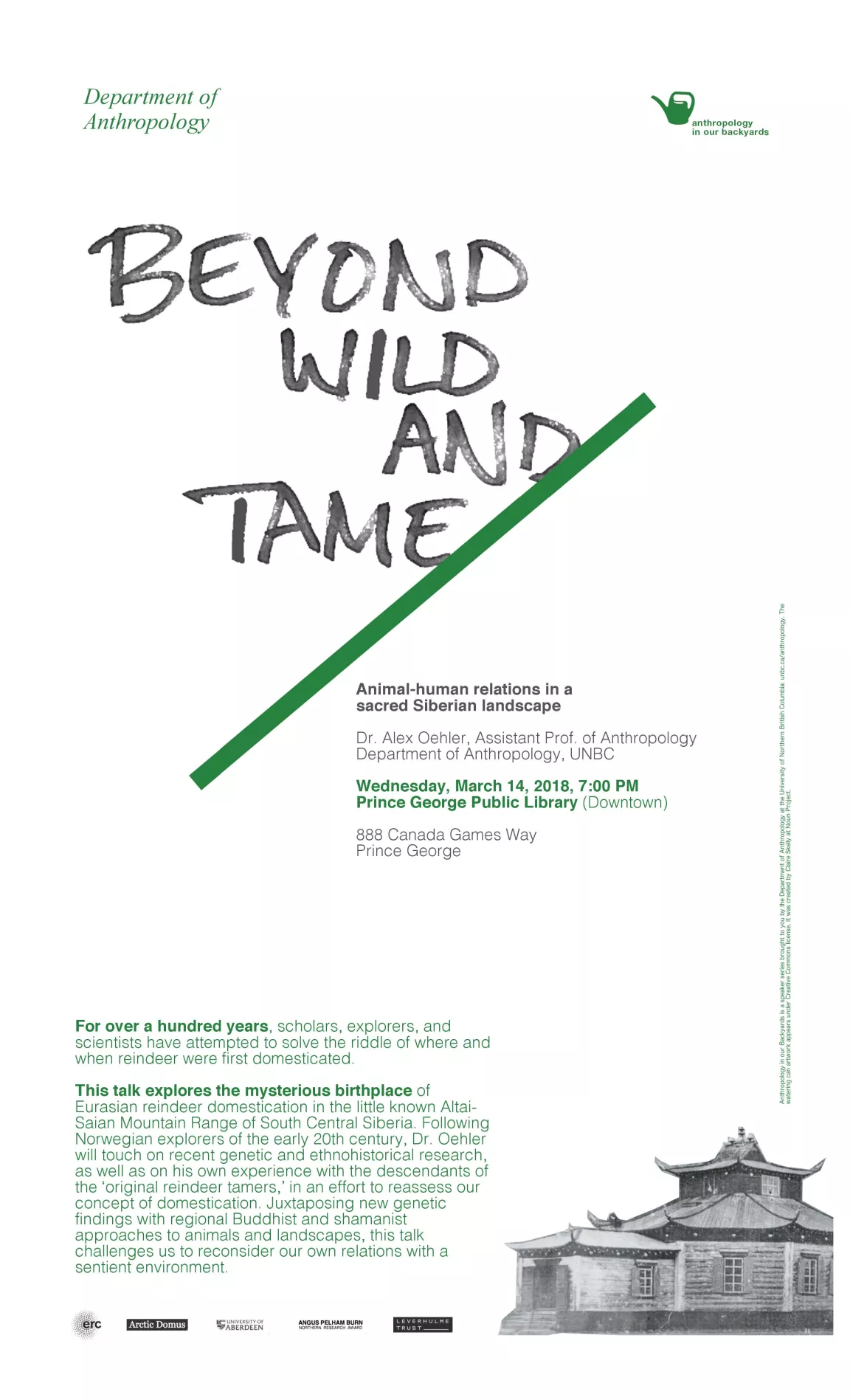 Event poster for Beyond Wild and Tame: Animal-human relations in a sacred Siberian landscape
