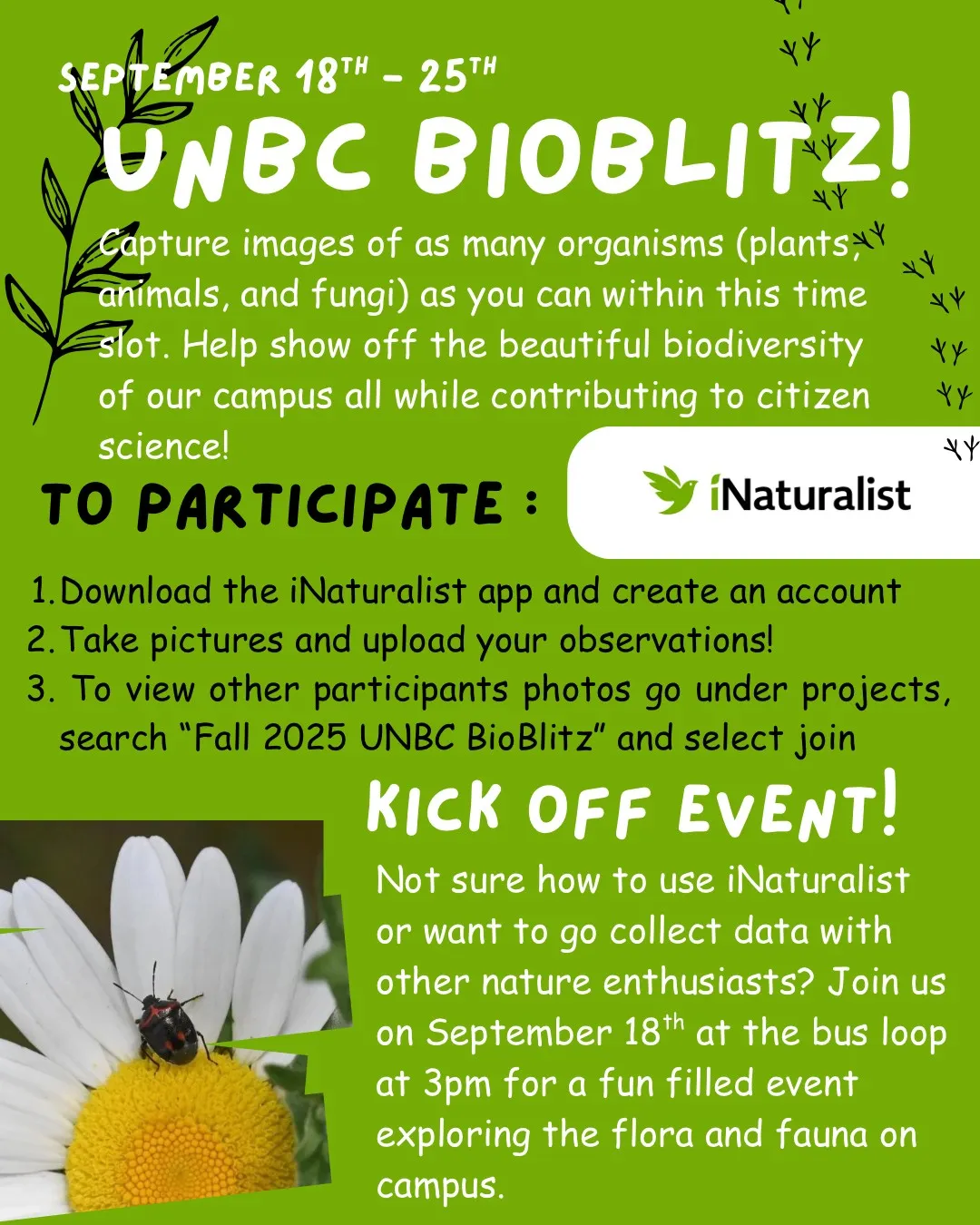 UNBC BioBlitz begins September 18th