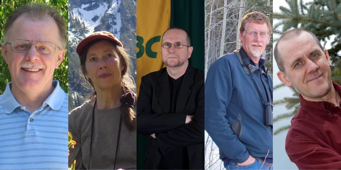 Five Professor Emeriti -- Drs. Mark Shegelski, Katherine Parker, Stan Beeler, Michael Gillingham and Keith Egger -- are being recognized for their outstanding careers at UNBC.
