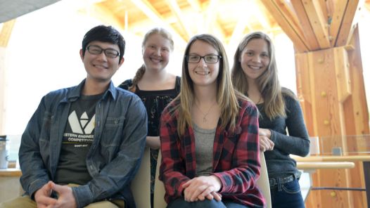 Environmental Engineering students (front from left) Anthony Tsai and Lorelei Magdzik (back from left) Makayla Wozney and Alexandra Pedersen. 