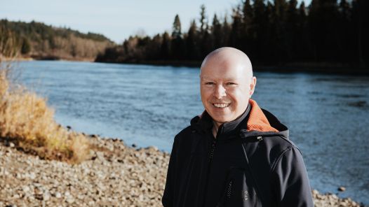 Stephen Déry with the Nechako River in the background