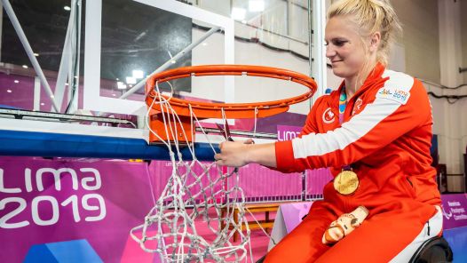 Kady Dandenau, who led Canada's women's wheelchair basketball team to a gold medal at the 2019 Parapan American Games, also starred for UNBC's women's basketball team from 2007 to 2013.