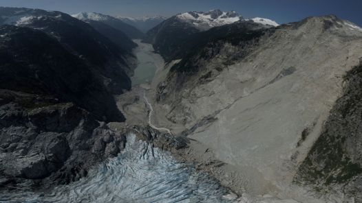 An aerial photo of the slide near Elliot Creek 
