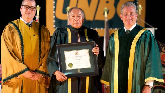 Dr. Leroy Little Bear received his honorary degree from UNBC in 2016.