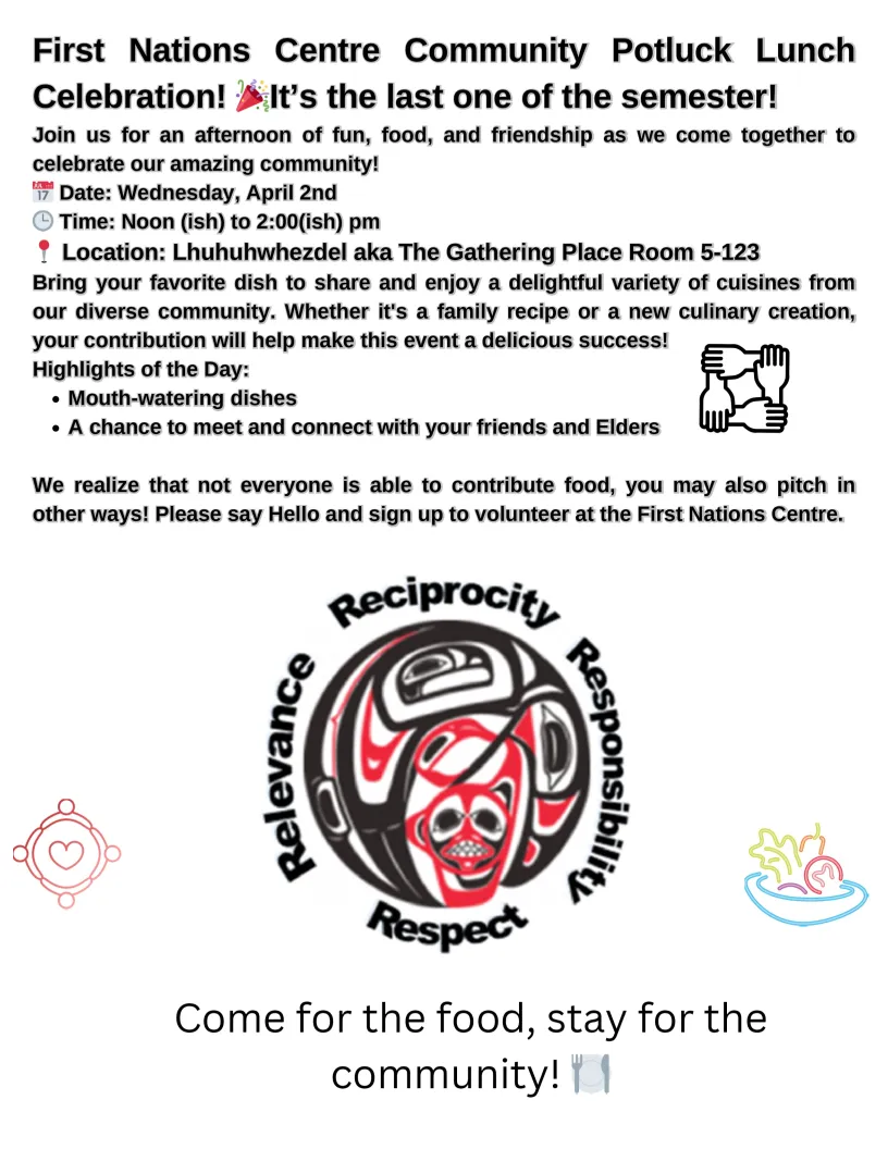 Potluck invitation with Indigenous logo