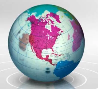 A graphic of a globe with North America facing towards the viewer.