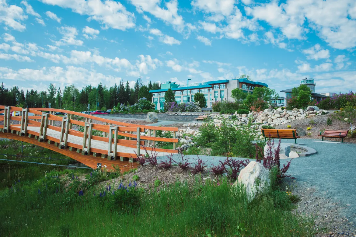 The UNBC Botanical garden bridge