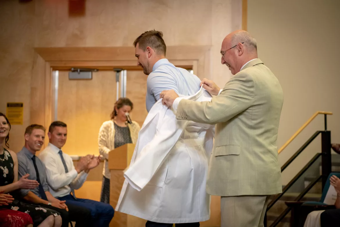 white coat on white coat on