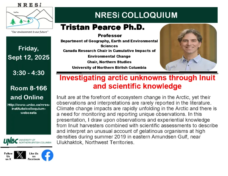 Tristan Pearce PhD presenting for NRESi