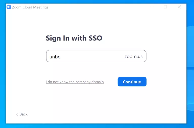 Sign In with this information