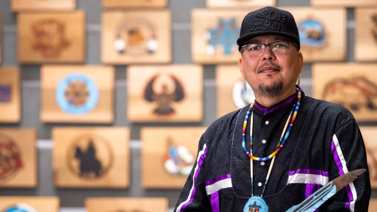 Artist Clayton Gauthier in the Canfor Winter Garden