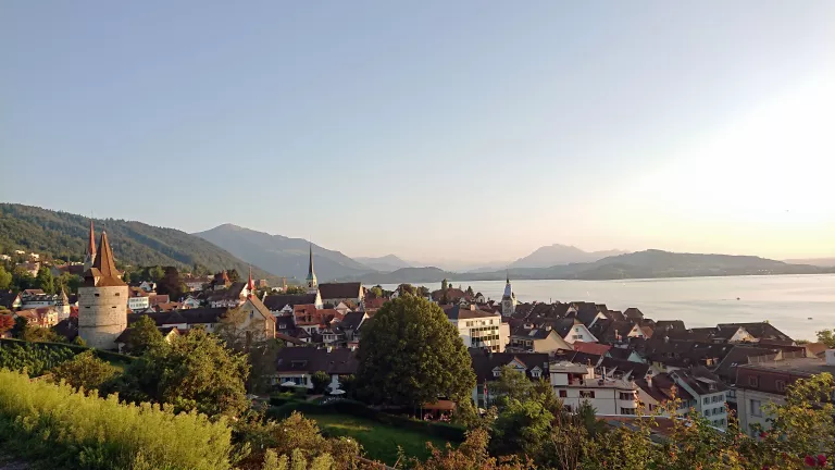 Town of Zug, Switzerland, overlooking the water