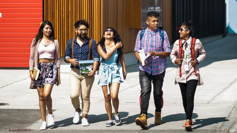 International students in downtown Prince George