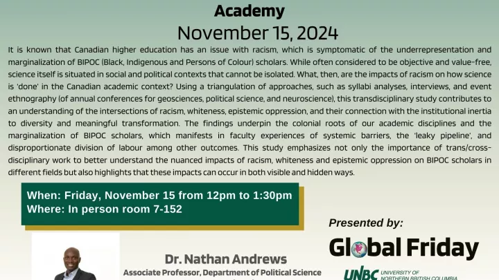 Global Friday Presenter - Dr. Nathan Andrews