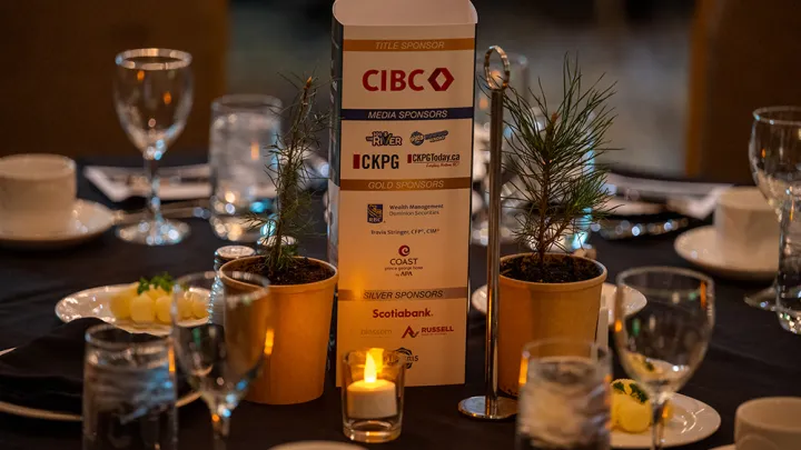 Photo of table set for dining at the Faculty of Business and Economics dinner event