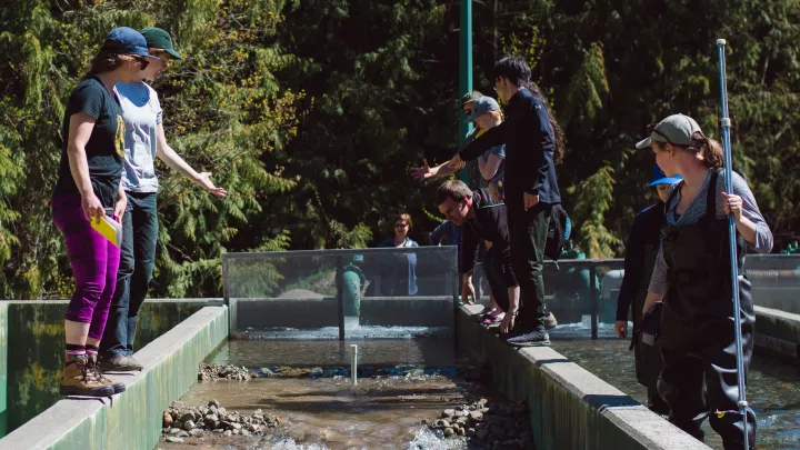 Landscape Conservation and Management students conducting tests at Quesnel River Research Centre