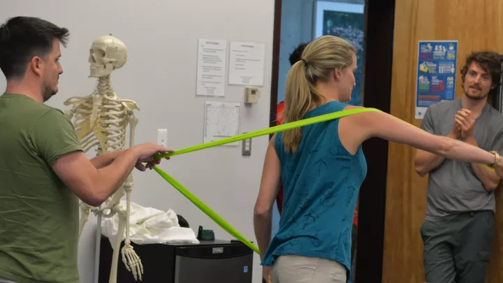 Students showing demonstration in class