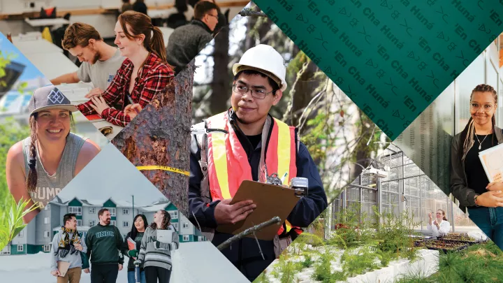 UNBC students on campus and learning in the field