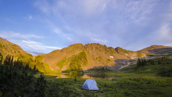 BC landscape with tent