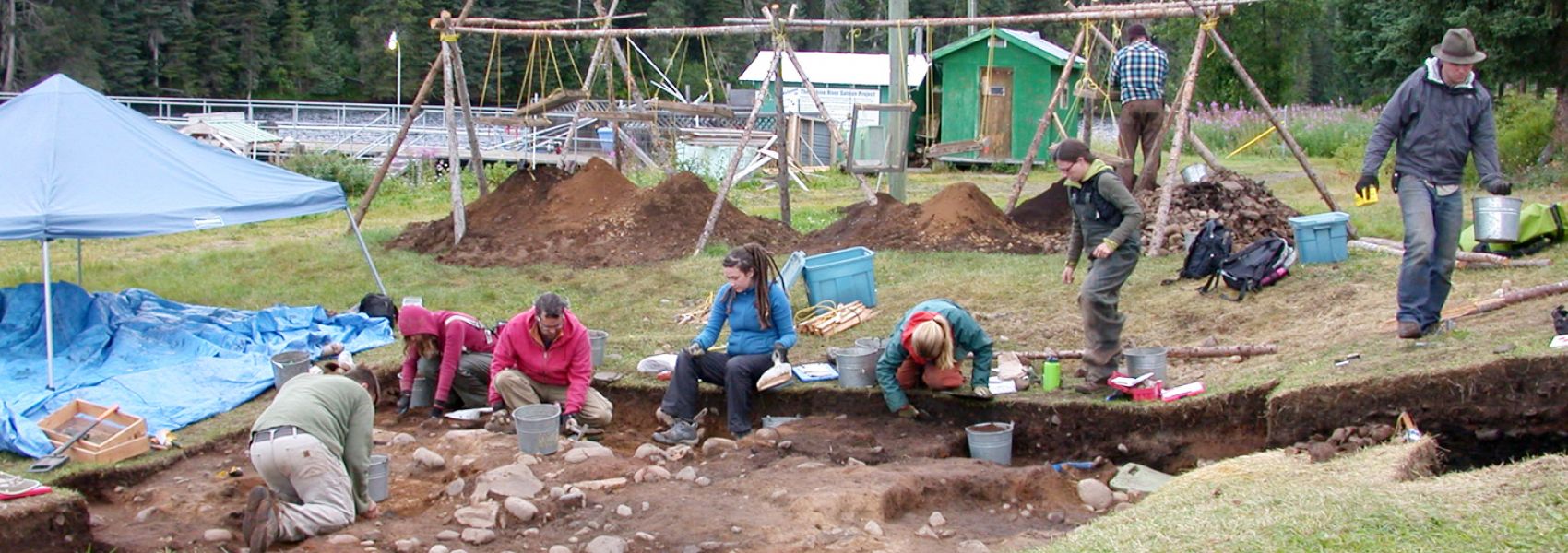 Anthropology students studying in the field