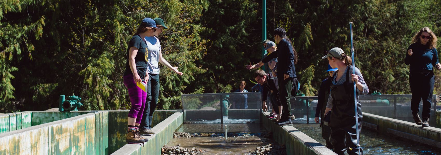 a group of students at the Quesnel River Research Centre