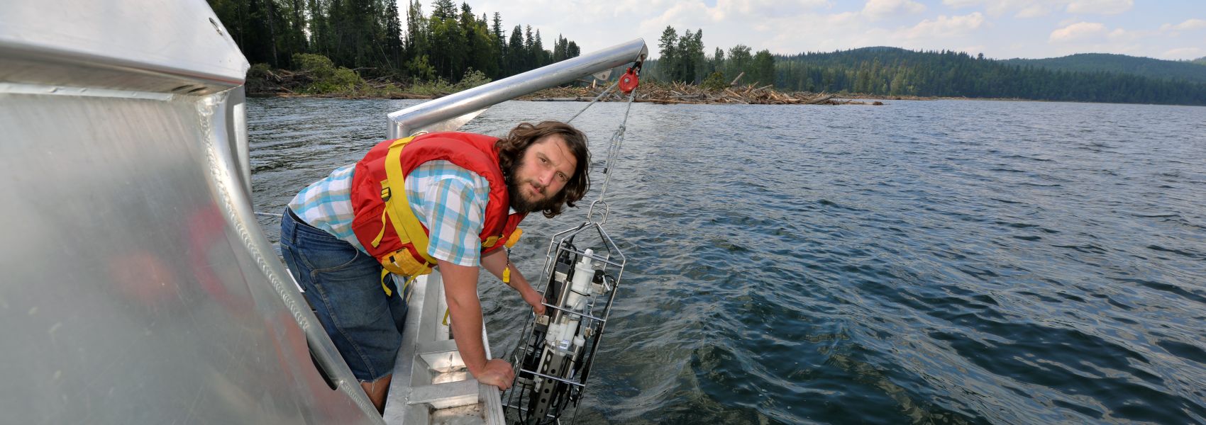 Researchers take water samples on Quesnel Lake, B.C.